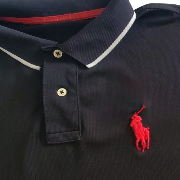 Polo by Ralph Lauren Short Sleeve Shirt Men's XL Black/ White Bigger Red Pony - Picture 5 of 7